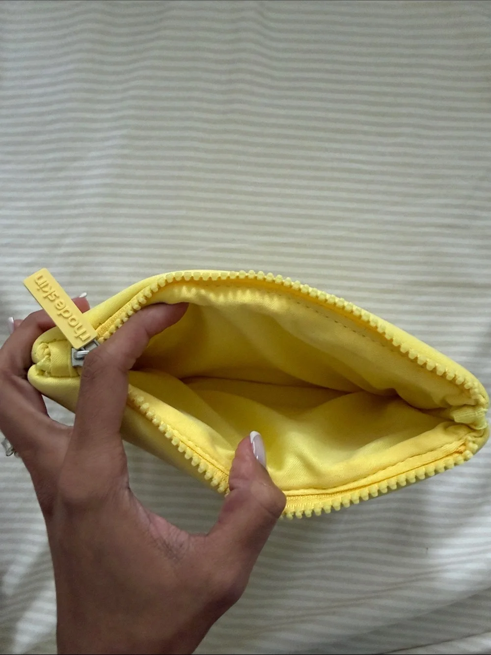 RHODE Bright Yellow Quilted Cosmetic Pouch